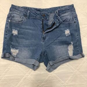 Distresses short short Jean shorts size L‎ (10)